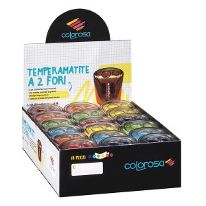 Temperamatite - a 2 fori - colori assortiti - Ri.Plast - expo 18 pezzi - immagine 1