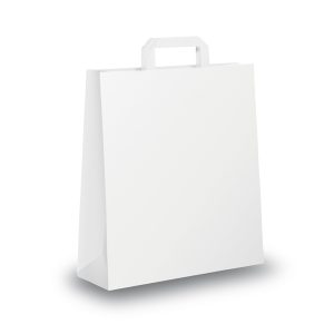 Shopper - maniglia piattina - 26 x 11 x 34,5 cm - carta kraft - bianco - Mainetti Bags - conf. 300 pezzi - immagine 1