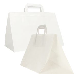 Shopper Flat XLarge - 32 x 22 x 24 cm - carta kraft - bianco - Mainetti Bags - conf. 200 pezzi - immagine 1