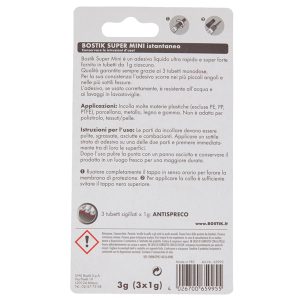 Colla istantanea universale - Super Mini blister - 3 x 1 gr - trasparente - Bostik - immagine 2