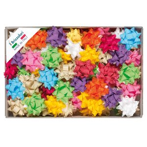 Stelle in Rafia sintetica - 19 mm - colori primaverili assortiti - Brizzolari - conf. 70 pezzi - immagine 1