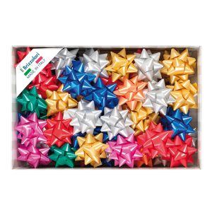 Stelle di nastro liscio 6800 - 19 mm x diam. 9 cm - colori natalizi assortiti - Brizzolari - conf. 70 pezzi - immagine 1