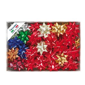 Stelle di nastro metal 6870 - 19 mm - diam. 9 cm - colori assortiti - Brizzolari - conf. 70 pezzi - immagine 1