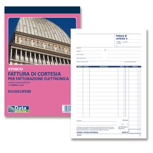 Blocco fatture di cortesia - 33/33/33 copie autoric. - 21,5 x 14,8 cm - DU16413FE00 - Data Ufficio - immagine 1