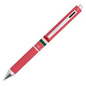 Penna a sfera a scatto multifunzione - fusto rosa gommato Italia - Osama - immagine 1