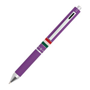 Penna a sfera a scatto multifunzione - fusto viola gommato Italia - Osama - immagine 1