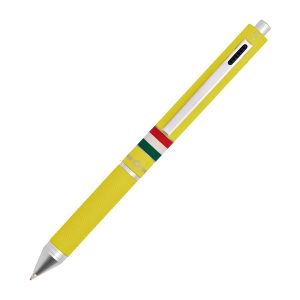Penna a sfera a scatto multifunzione - fusto giallo gommato Italia - Osama - immagine 1