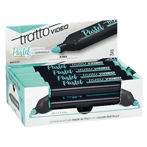 Evidenziatore Tratto Video pastel  - punta a scalpello - tratto da 1,0mm-5,0mm - verde menta - Tratto - immagine 2