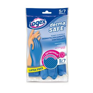 Guanti in nitrile Dermasafe - taglia S - blu - Logex Professional - immagine 1