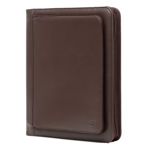 Portablocco Office - ecopelle - con zip - 26x34 cm - marrone - InTempo - immagine 1