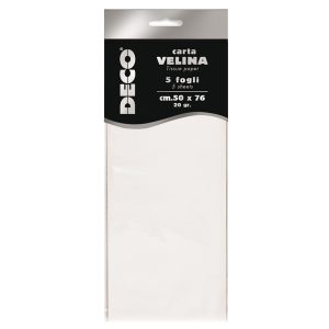 Carta velina - 20 gr - 50 x 76 cm - bianco - Deco - busta 5 fogli - immagine 1