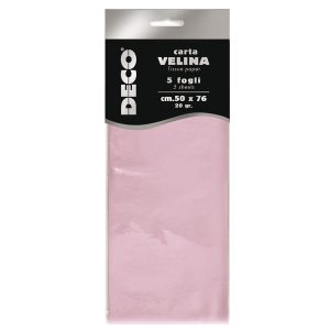Carta velina - 20 gr - 50 x 76 cm - rosa - Deco - busta 5 fogli - immagine 1