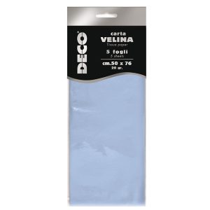 Carta velina - 20 gr - 50 x 76 cm - azzurro baby - Deco - busta 5 fogli - immagine 1