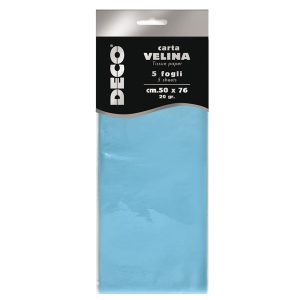 Carta velina - 20 gr - 50 x 76 cm - azzurro - Deco - busta 5 fogli - immagine 1