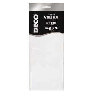 Carta velina - 20 gr - 50 x 76 cm - bianco perlescente - Deco - busta 5 fogli - immagine 1