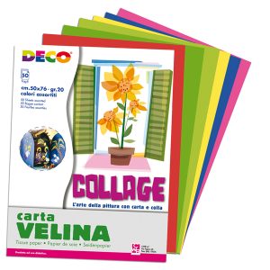 Carta velina - 50 x 76 cm - 10 colori assortiti - Deco - busta 50 fogli - immagine 1