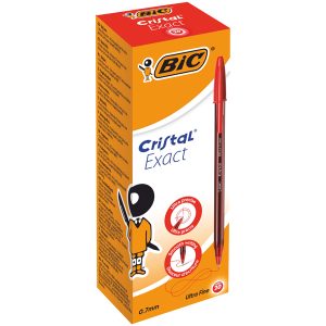 Penna a sfera con cappuccio Cristal Exact - punta 0,7 mm - rosso - Bic - scatola 20 pezzi - immagine 1
