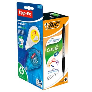 Penna a scatto Atlantis Classic Bic nero + correttore Tipp-Ex  - promo box 12 + 1 pezzi - immagine 1