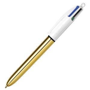 Penna sfera scatto multifunzione 4 Colors Shine - punta 1,0 mm - fusto oro - Bic – conf. 12 pezzi - immagine 1