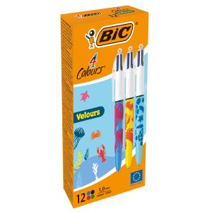 Penna sfera scatto multifunzione 4 Colours Velours - punta 1,0 mm - 4 colori - Bic - scatola 12 pezzi - immagine 1
