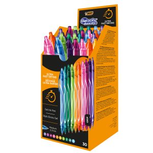 Penna gel scatto Geolocity Quick Dry - punta 0,7 mm - 10 colori assortiti - Bic - box 30 pezzi - immagine 1