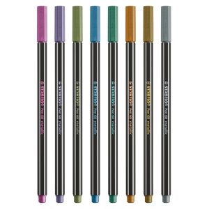 Pennarelli Pen 68 - colori assortiti metallic - Stabilo - scatola in metallo 8 pezzi - immagine 3