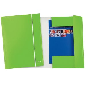 Cartella con elastico WOW - cartoncino plastificato - 3 lembi - 25x35 cm - verde lime - Leitz - immagine 1