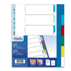 Divisori Neutri a 6 tacche - PP - A4 maxi - colori assortiti - Favorit - immagine 1