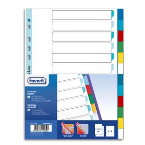 Divisori Neutri a 12  tacche - PP - A4 - colori assortiti - Favorit - immagine 1