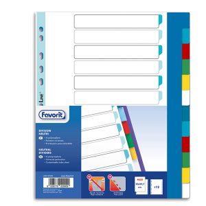 Divisori Neutri a 12  tacche - PP - A4 maxi - colori assortiti - Favorit - immagine 1