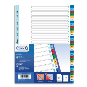 Divisori numerici 31 tacche - A4 - PP - colori assortiti - Favorit - immagine 1