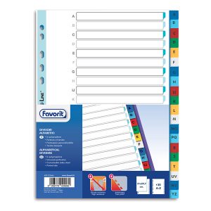 Divisori alfabetici 20 tacche - PP - A4 - colori assortiti - Favorit - immagine 1