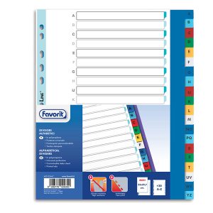 Divisori alfabetici 20 tacche - PP - A4 maxi - colori assortiti - Favorit - immagine 1