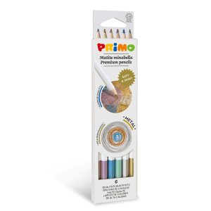 Matite colorate Minabella - diametro mina 3,8 mm - colori metallizzati assortiti - astuccio 6 pezzi - immagine 1