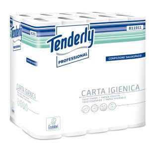 Carta igienica salvaspazio Tenderly - 160 strappi - diametro 9,9 cm - 9,3 cm x 20 mt - Tenderly Professional - pacco 30 rotoli - immagine 1