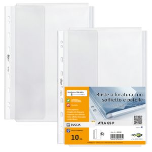 Buste forate ATLA GS P con soffietto e patella - A4 - trasparente buccia - Sei Rota - conf. 10 pezzi - immagine 1