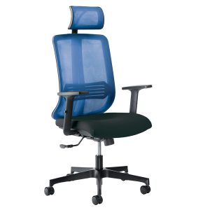 Poltrona semidirezionale Vertigo VRAPG - con braccioli regolabili e poggiatesta - nero/blu - Unisit - immagine 1