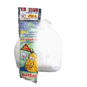 Sacchi bio - 42 x 52 cm - 10 L - 17 micron - bianco - Rolsac - conf. 15 pezzi - immagine 1