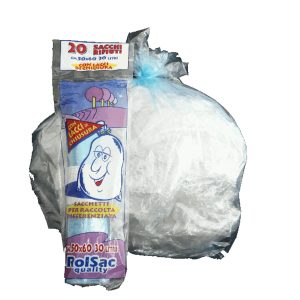 Sacchi - 50 x 60 cm - 30 L - 16 micron - azzurro trasparente - Rolsac - conf. 20 pezzi - immagine 1