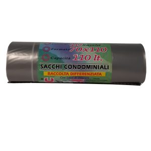 Sacchi - 70 x 110 cm - 110 L - 22 micron - grigio trasparente - Rolsac - conf. 10 pezzi - immagine 1