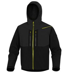 Giacca Softshell Horten - tessuto Softshell/poliestere/elastan - con cappuccio - taglia M - nero/giallo - Deltaplus - immagine 1