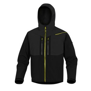 Giacca Softshell Horten - tessuto Softshell/poliestere/elastan - con cappuccio - taglia L - nero/giallo - Deltaplus - immagine 1