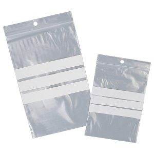 Sacchetto zip - con bande scrivibili e foro - 120 x 170 mm - 50 micron - PE - Viva - conf. 100 pezzi - immagine 1