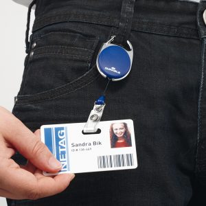 Chiocciola YO-YO Style per portabadge - blu - filo retrattile 80 cm - Durable - conf. 10 pezzi - immagine 2