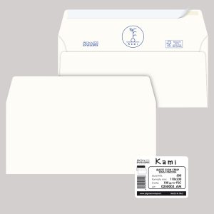 Busta a sacco Kami Strip - senza finestra - 11 x 23 cm - 100 gr - carta riciclata FSC® - bianco - Pigna Envelopes - conf. 500 pezzi - immagine 1