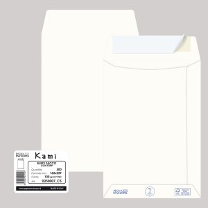 Busta a sacco Kami Strip - 16,2 x 22,9 cm - 100 gr - carta riciclata FSC® - bianco - Pigna Envelopes - conf. 500 pezzi - immagine 1