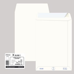 Busta a sacco Kami Strip - 22,9 x 32,4 cm cm - 100 gr - carta riciclata FSC - bianco - Pigna Envelopes - conf. 500 pezzi - immagine 1