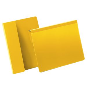 Buste identificative - con aletta pieghevole - A5 orizzontale - giallo - Durable - conf. 50 pezzi - immagine 1