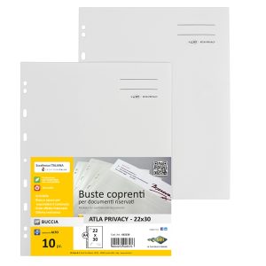 Buste con foratura universale Atla Privacy - per documenti riservati - 22 x 30 cm - bianco - Sei Rota - conf. 10 pezzi - immagine 1