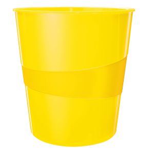 Cestino gettacarte WOW - altezza 32,4 cm - diametro 29 cm - 15 L - giallo - Leitz - immagine 1